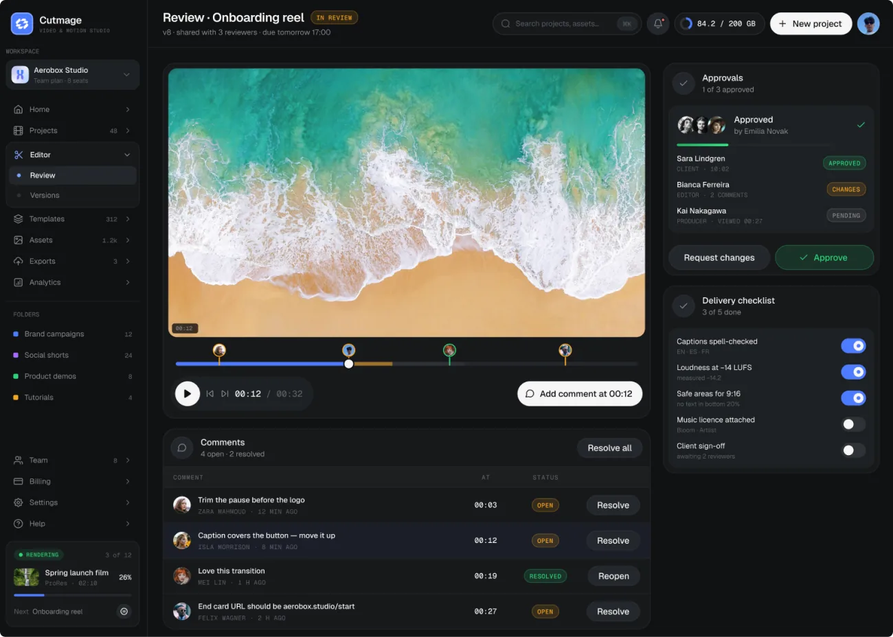 Cutmage — Review & comments — Dashboard