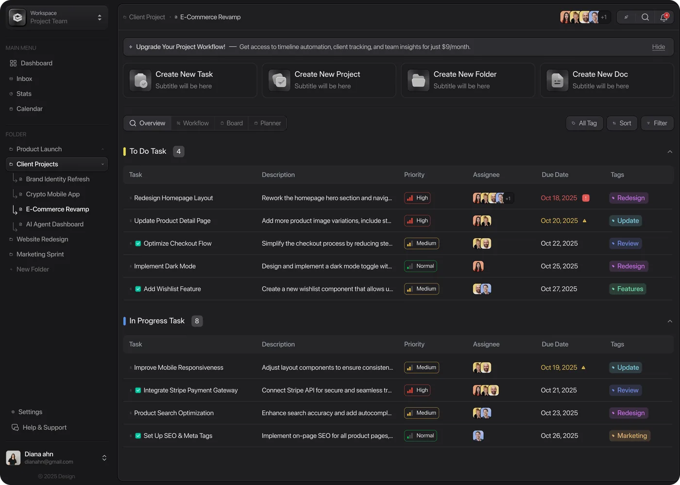 Team task tracker — Web app