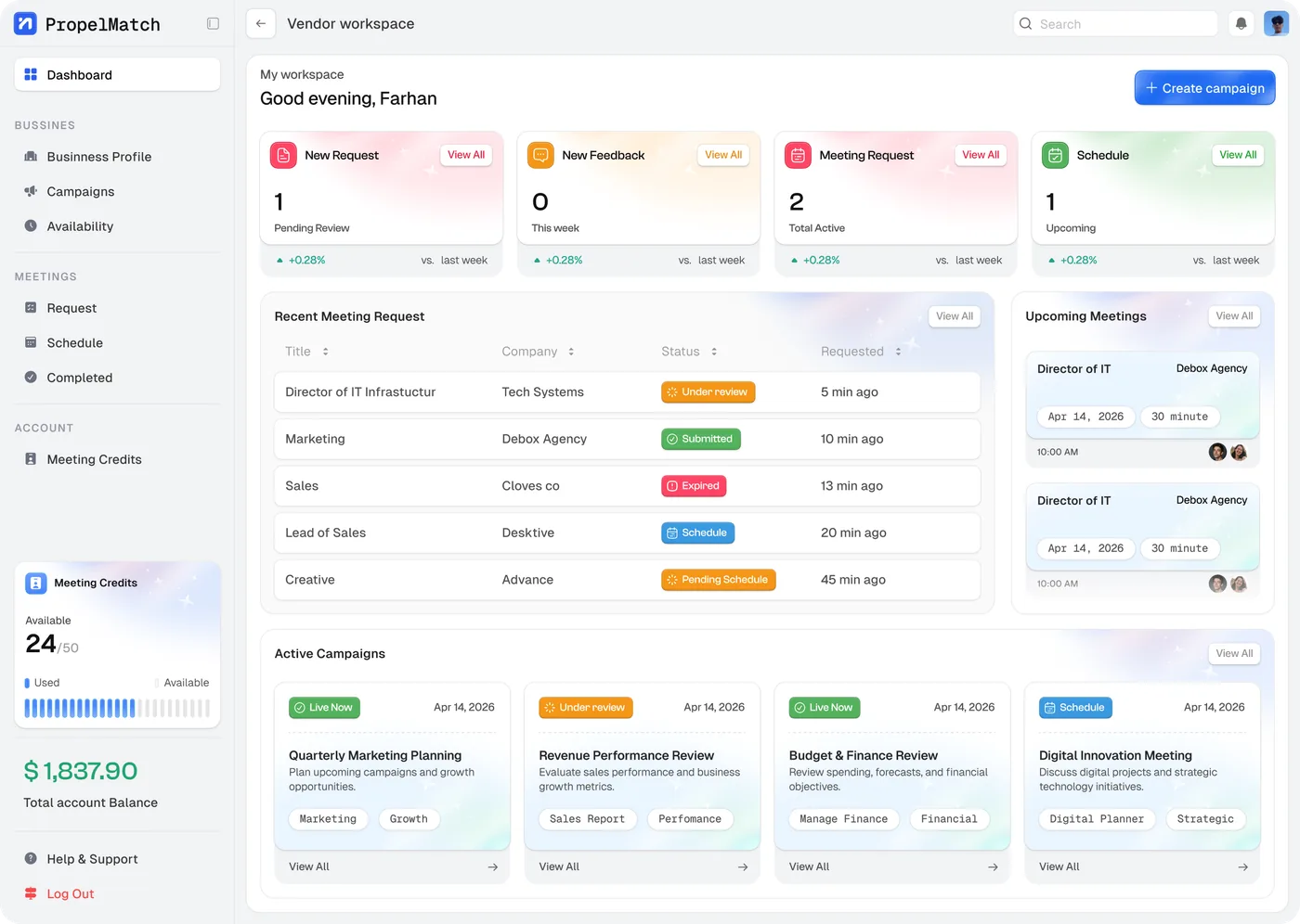 PropelMatch — Dashboard